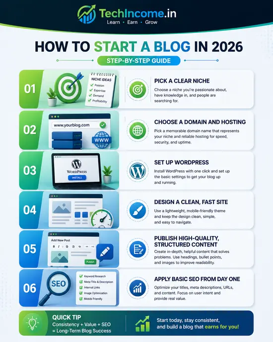 steps to start a blog in 2026